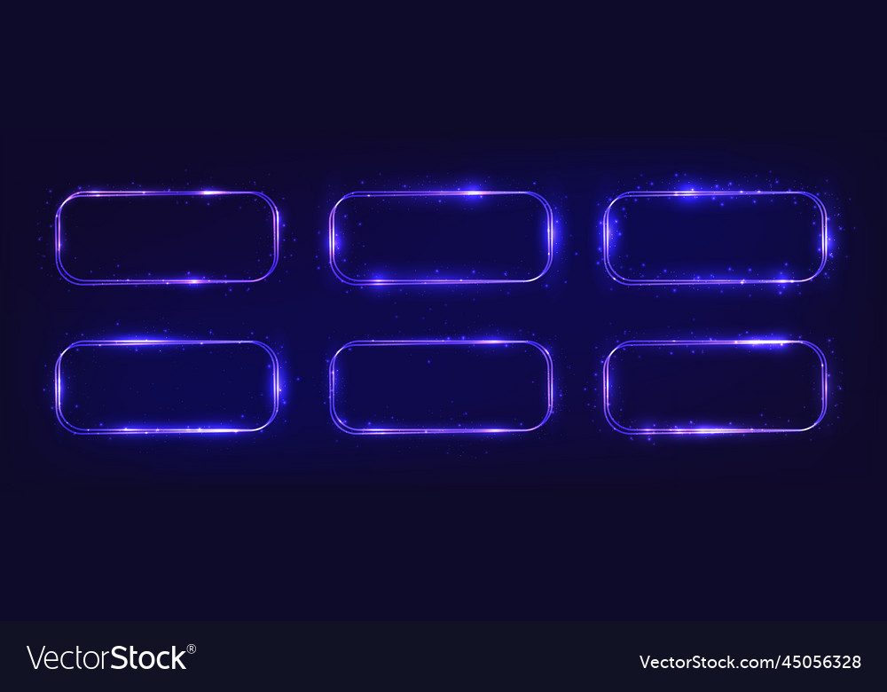Neon double rectangular frame with shining effects vector image Neon double rectangular frame with shining effects