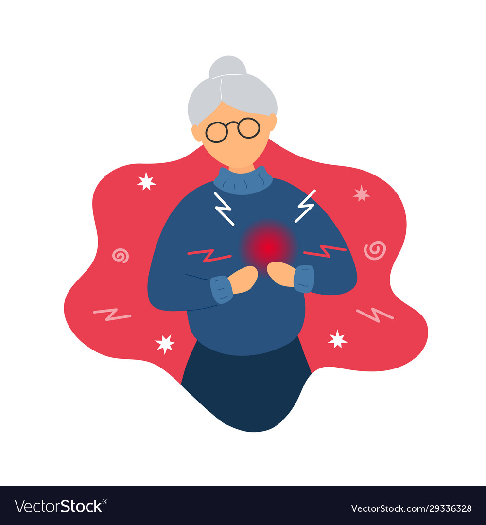 Old woman with heart pain Royalty Free Vector Image