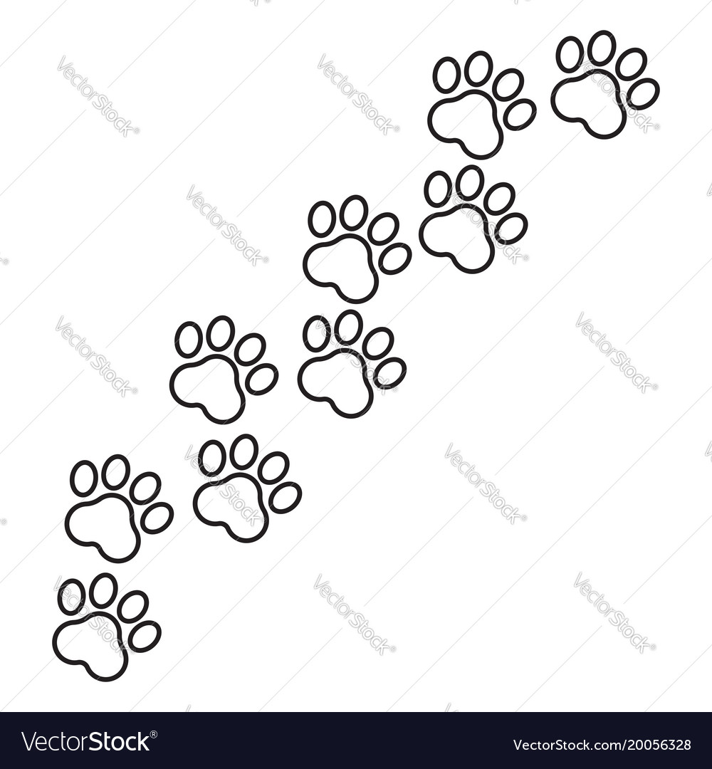 Paw print icon in line style dog or cat pawprint
