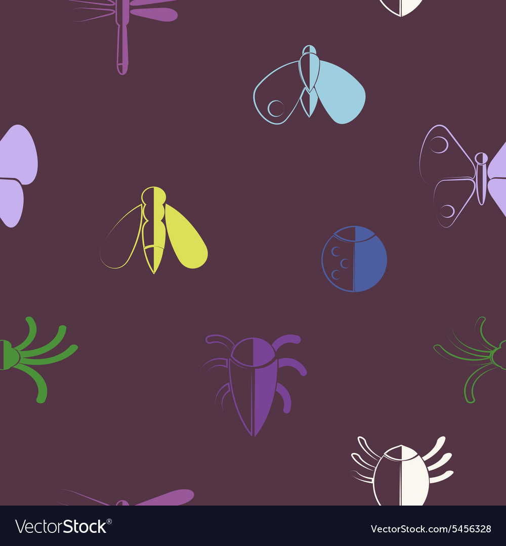 Seamless background with bugs and insects