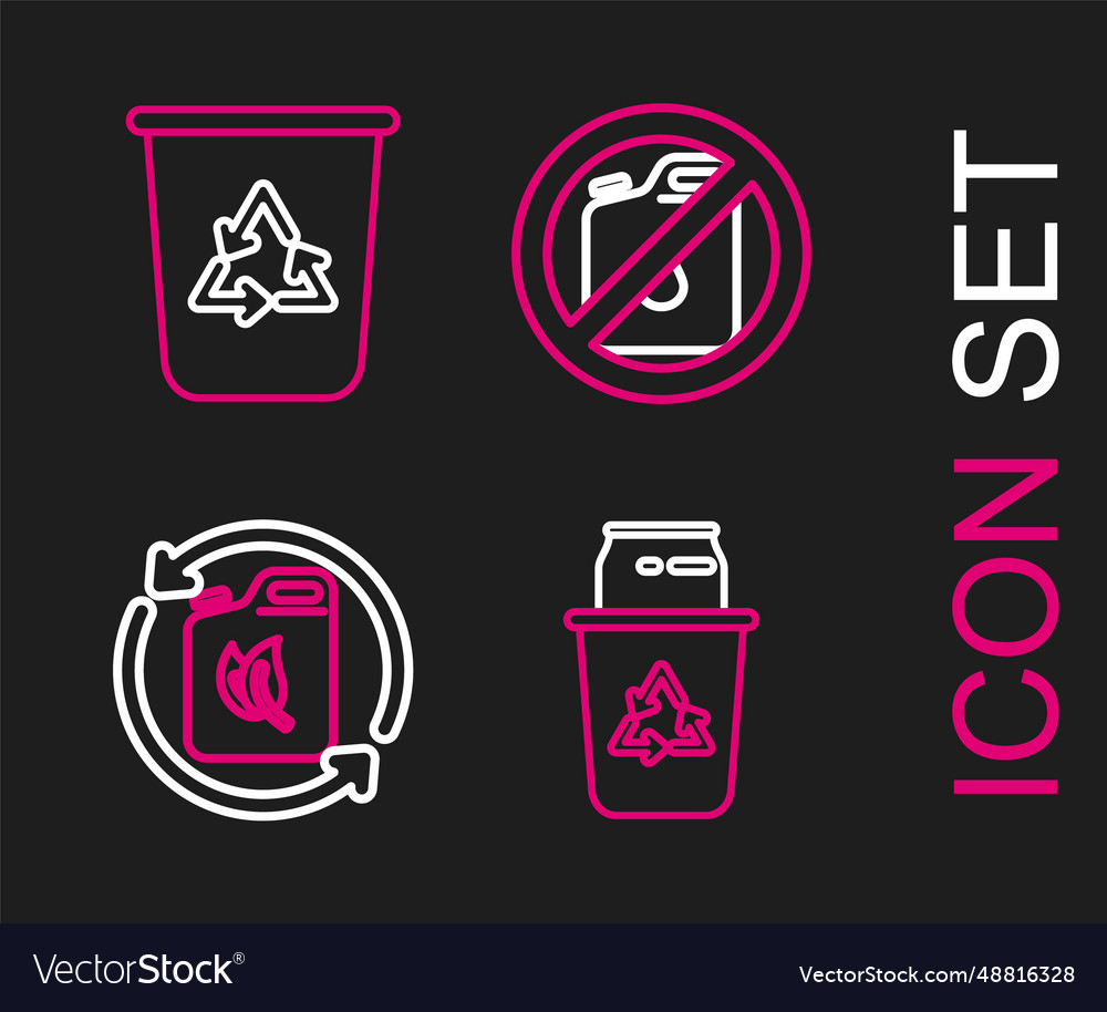 Set line recycle bin with symbol and can vector image Set line recycle bin with symbol and can