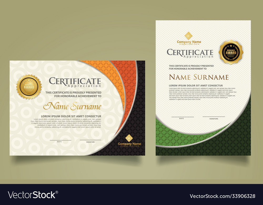 Set modern certificate template with realistic