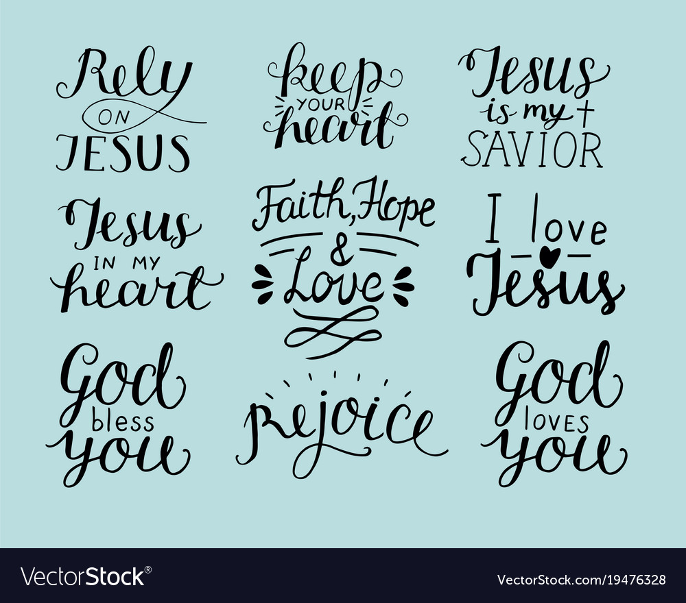 Set of 9 hand lettering christian quotes god bless