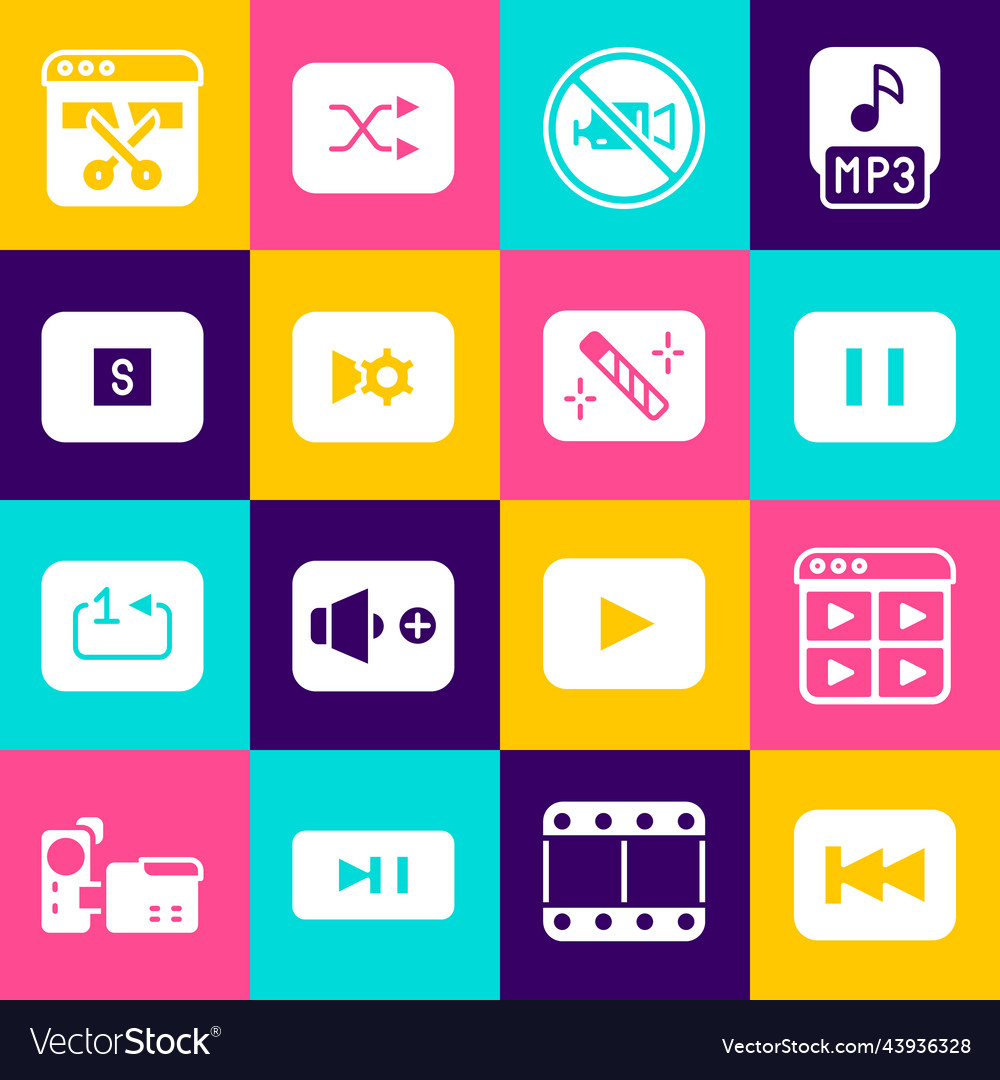 Set rewind button music playlist pause Vector Image Set rewind button music playlist pause