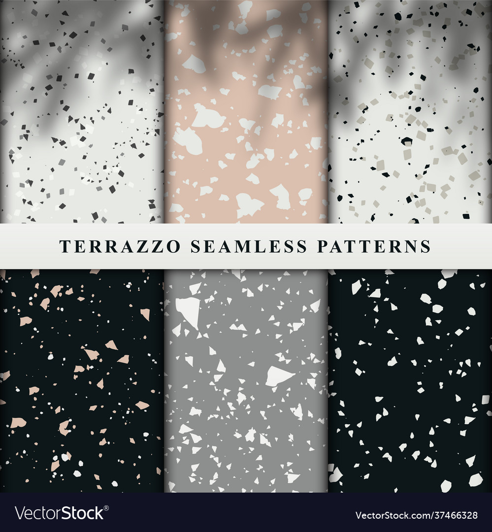 Set terrazzo seamless patterns vector image Set terrazzo seamless patterns