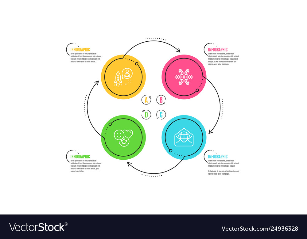 Snowflake startup and smile icons set web mail vector image Snowflake startup and smile icons set web mail