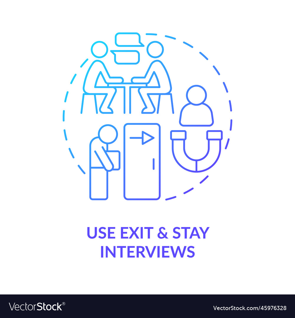 Use exit and stay interviews blue gradient