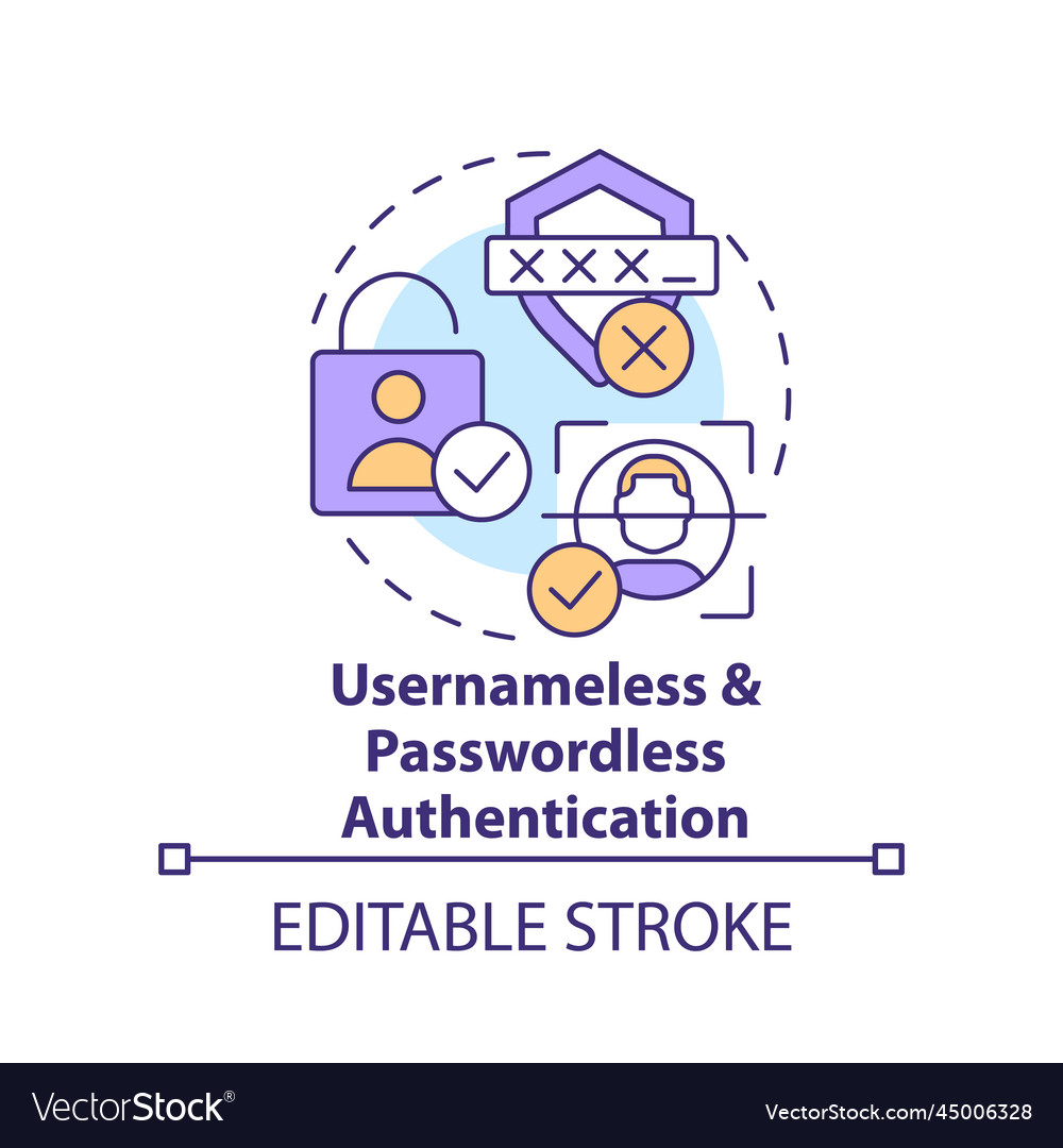 Usernameless and passwordless authentication vector image Usernameless and passwordless authentication
