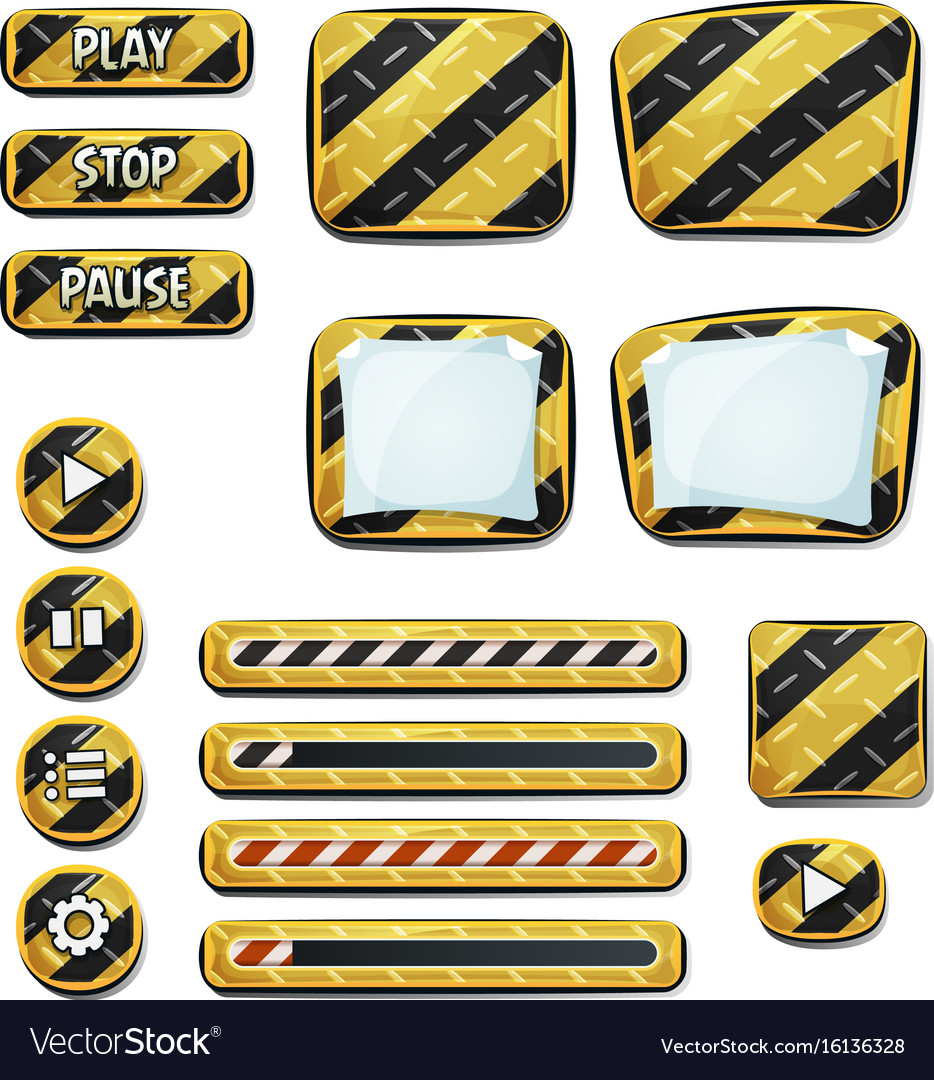 Warning icons and elements for ui game Royalty Free Vector