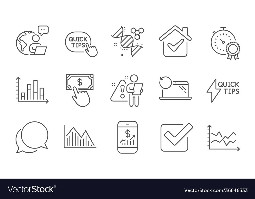 Best result checkbox and quick tips icons set