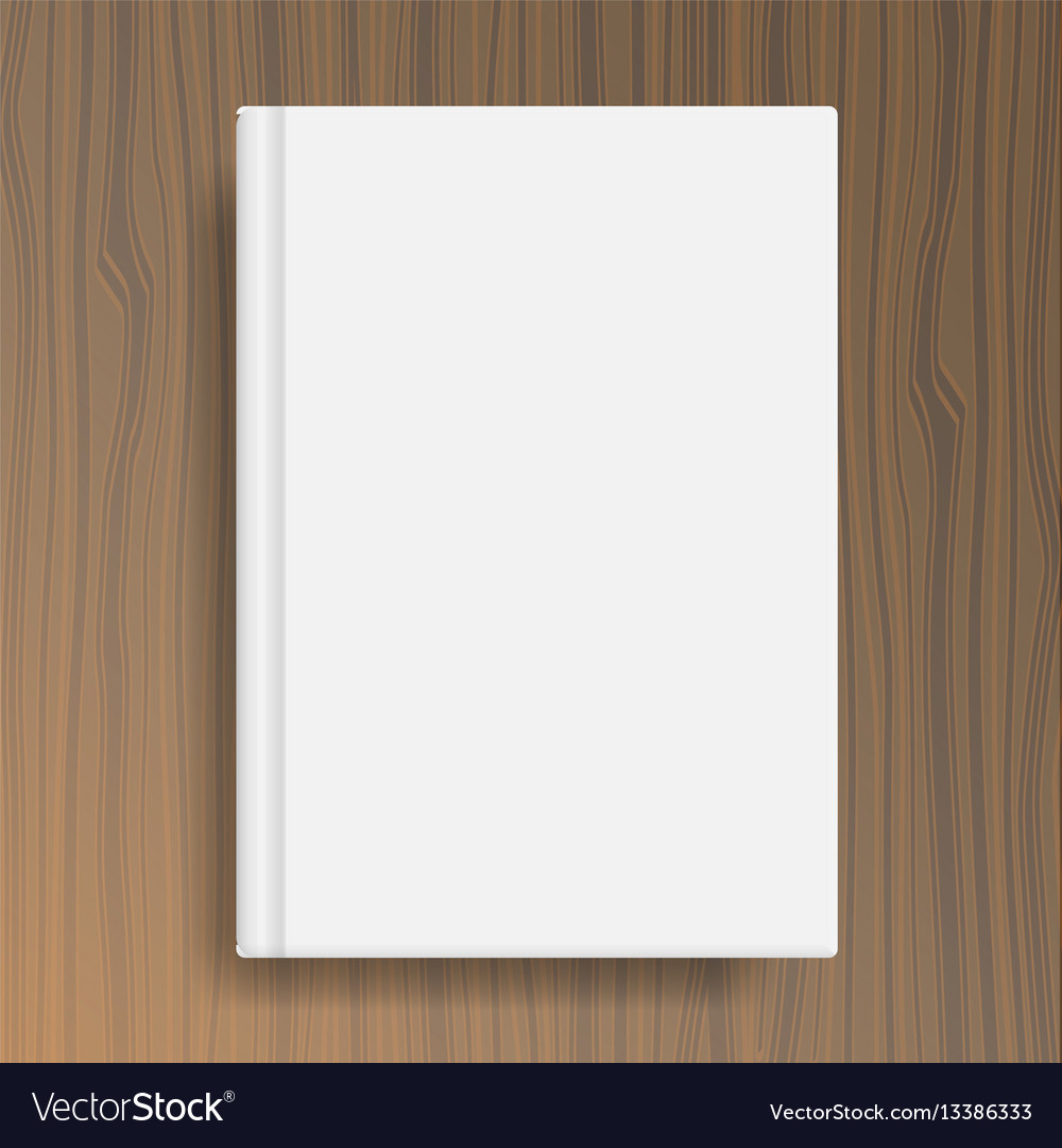 Book Cover Template On Wood Texture Table Vector Image