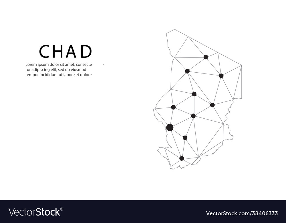 Chad communication network map image a low Vector Image Chad communication network map image a low