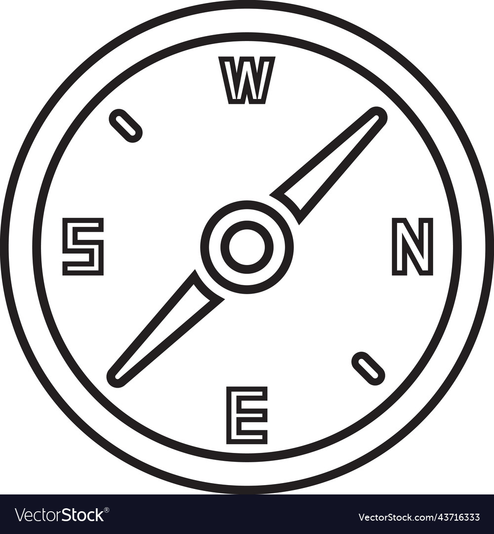 Compass direction navigation outline icon line