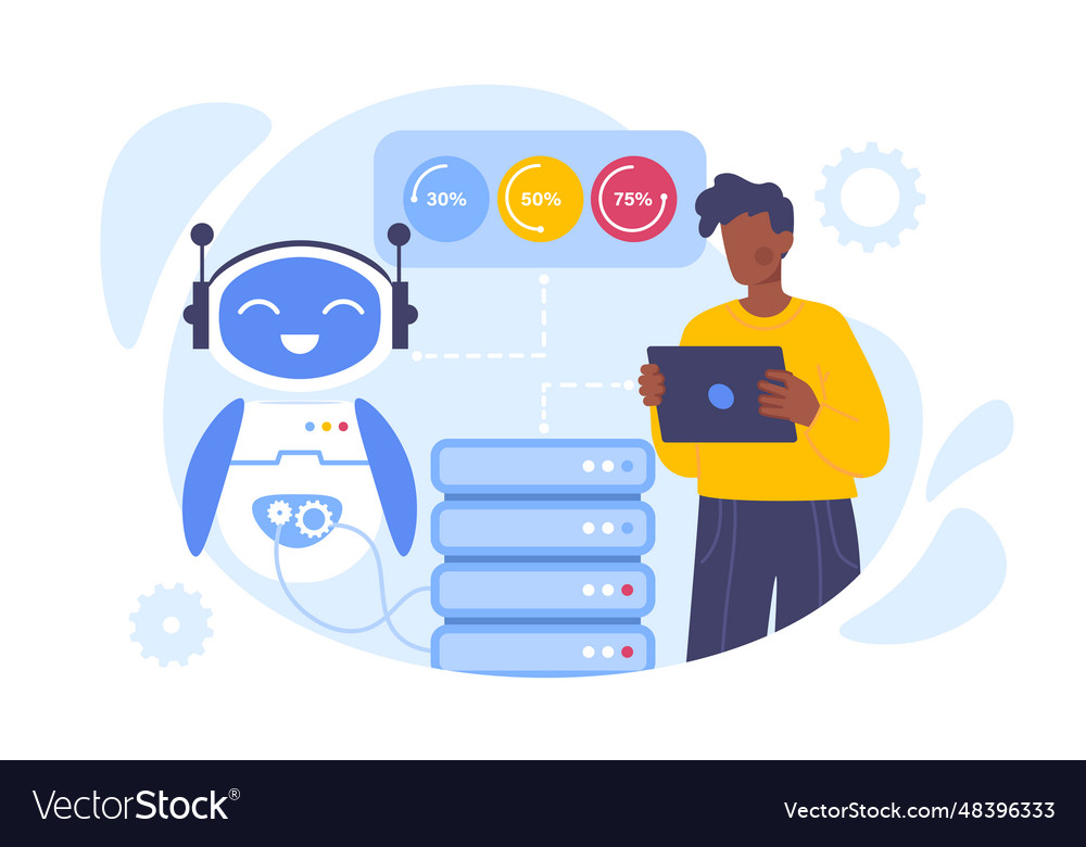 Deep learning robot concept vector image Deep learning robot concept