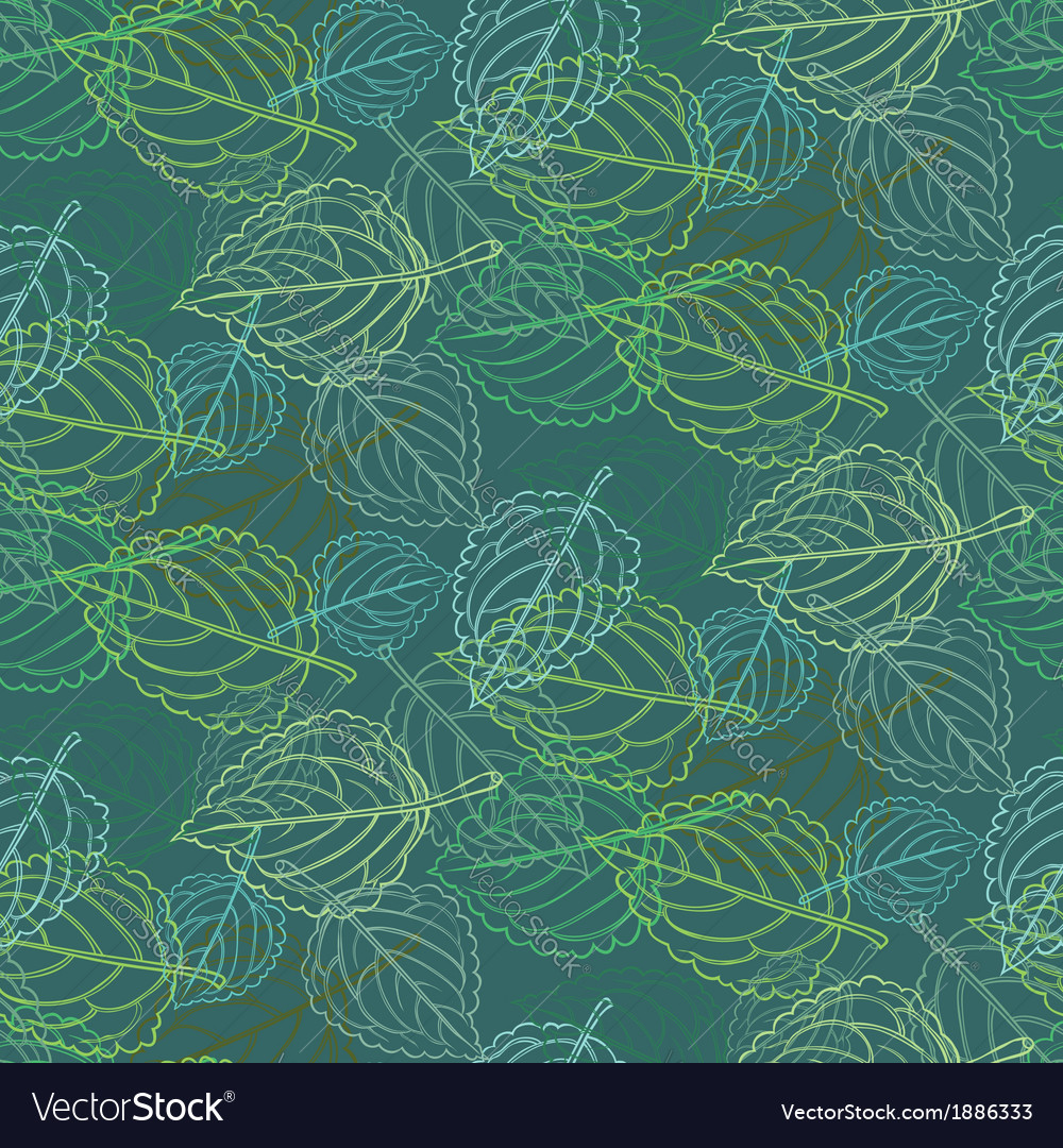 Elegant pattern with leafs drawn in thin lines