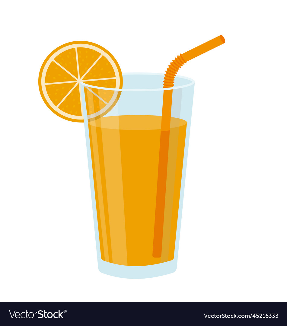 Glass with orange juice with orange Royalty Free Vector