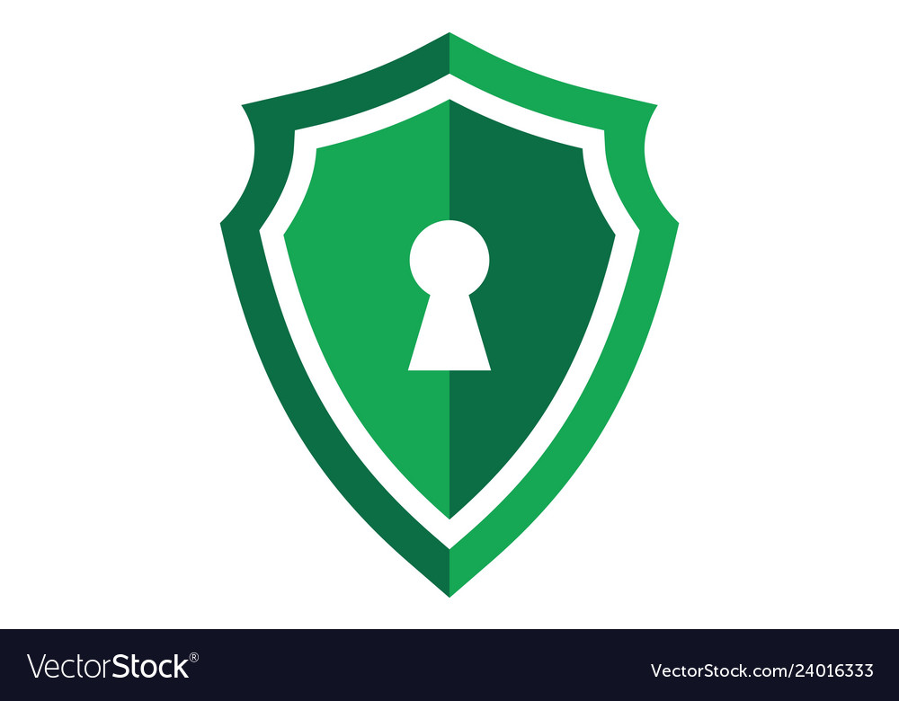 Green shield guard lock logo icon concept Vector Image