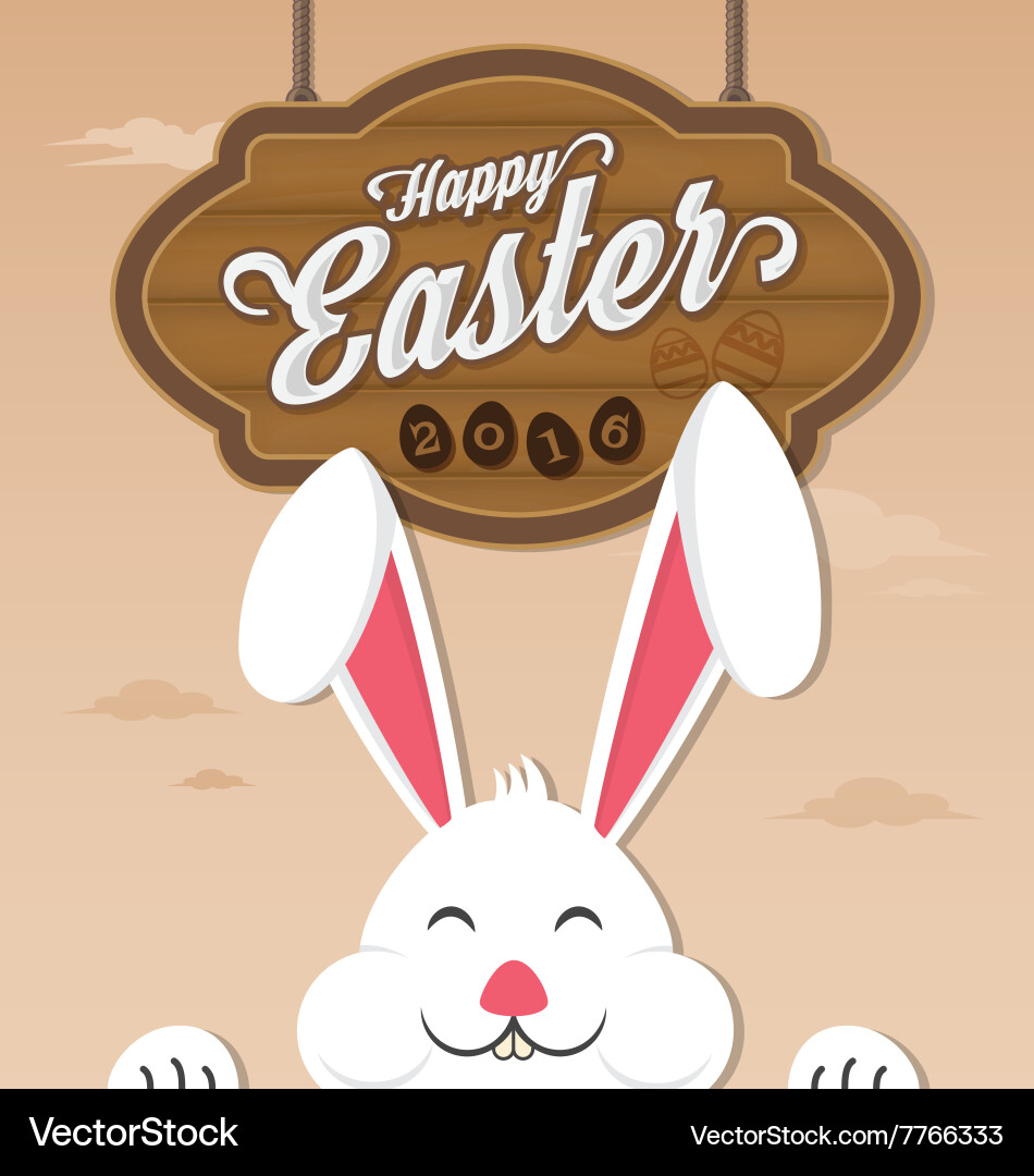 Happy Easter 16 And Smiling Bunny Royalty Free Vector