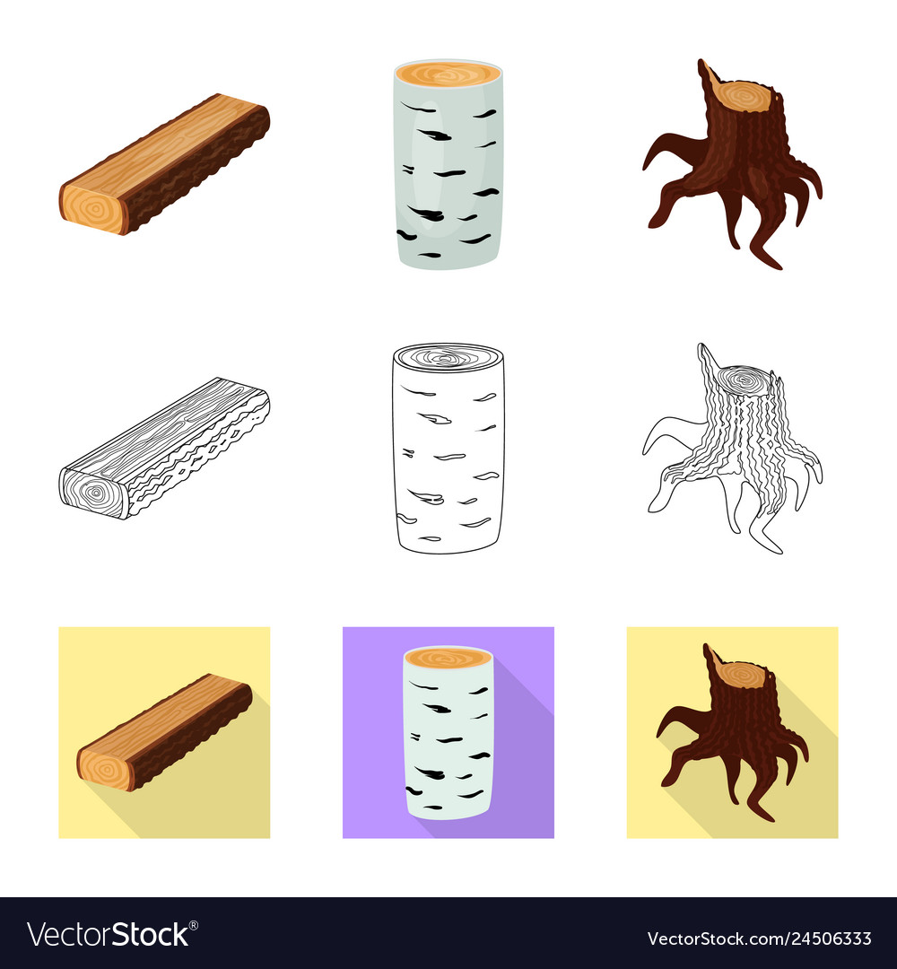 Isolated object of tree and raw icon set