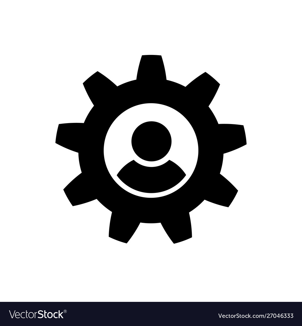 Man and cog icon in flat style