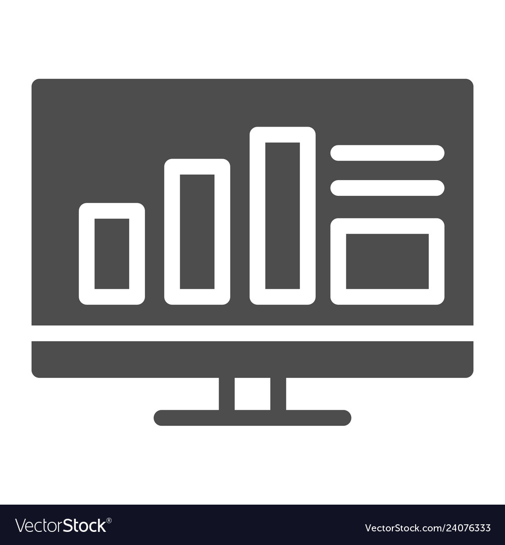 Monitor mit Diagramm solide Icon Computer-Chart vector image Monitor mit Diagramm solide Icon Computer-Chart