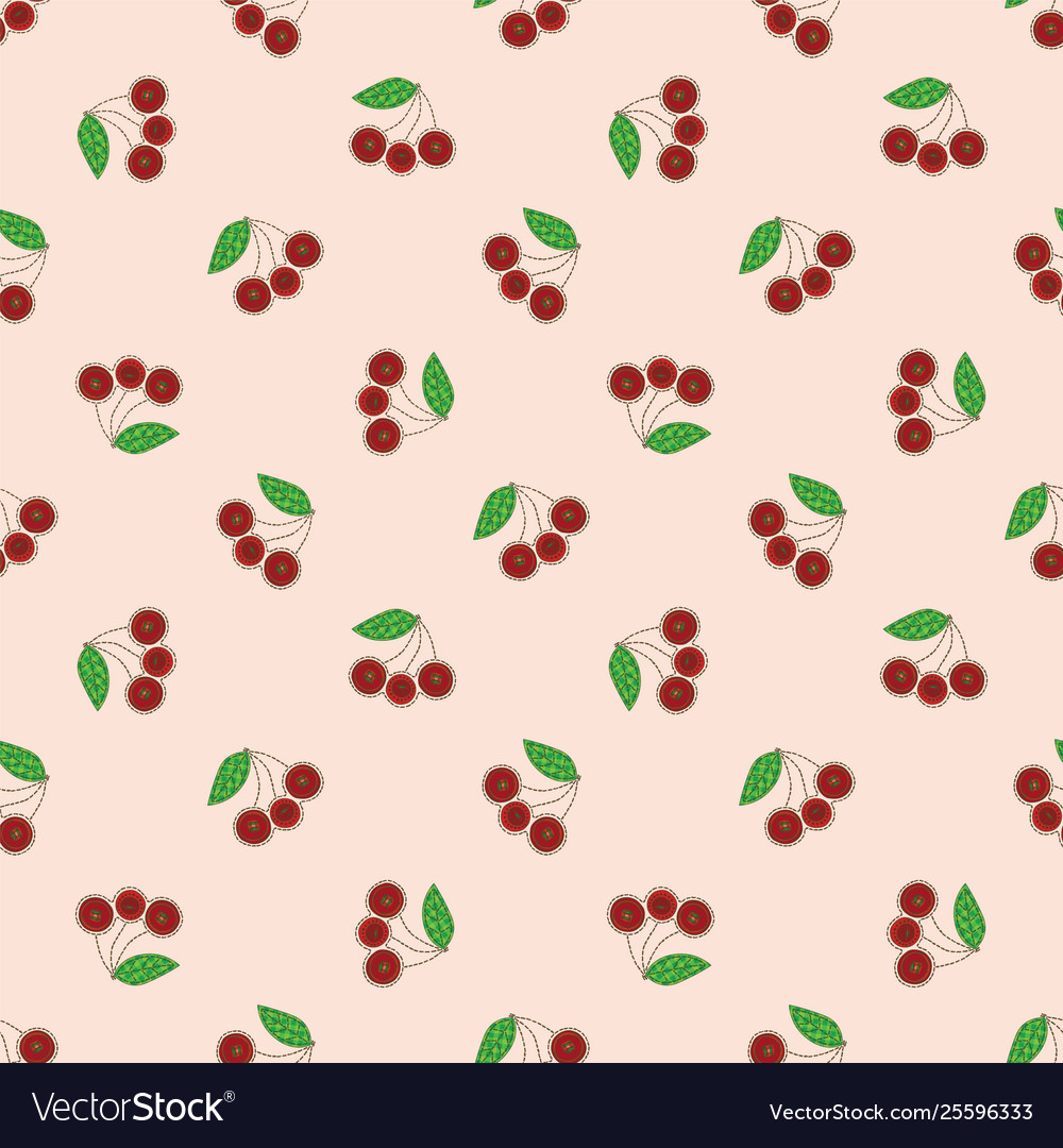Patchwork seamless pattern with cherry vector image Patchwork seamless pattern with cherry