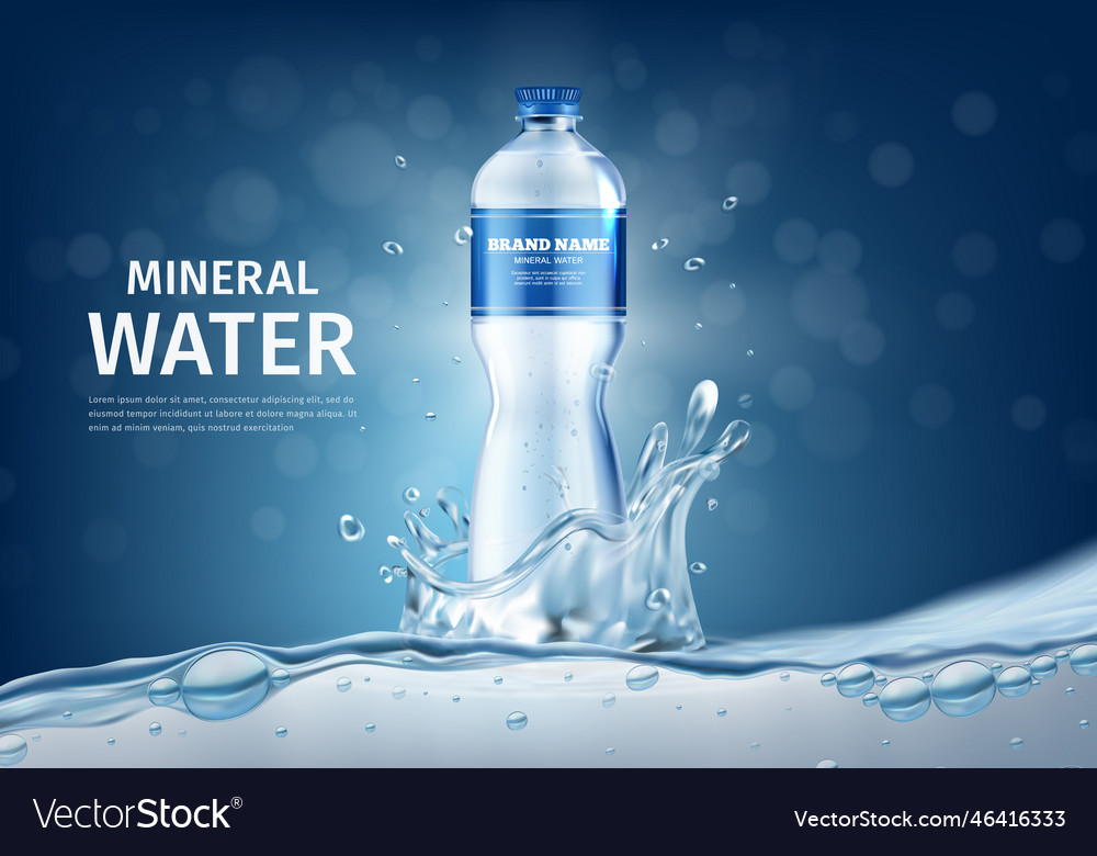 Realistic detailed 3d mineral water plastic bottle