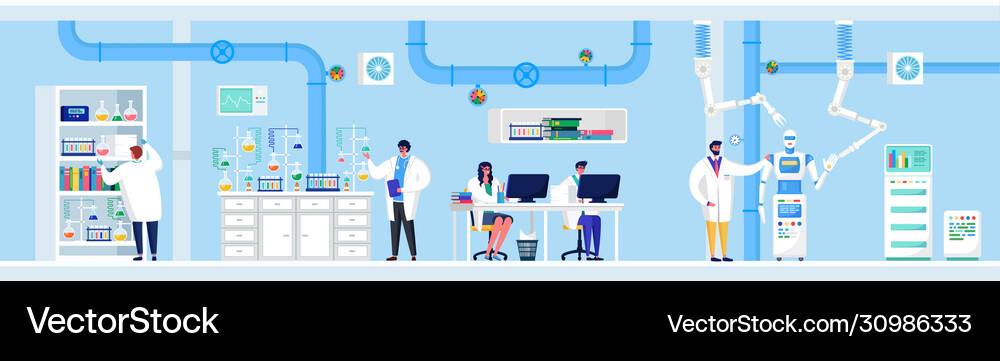 Science research in laboratory Royalty Free Vector Image
