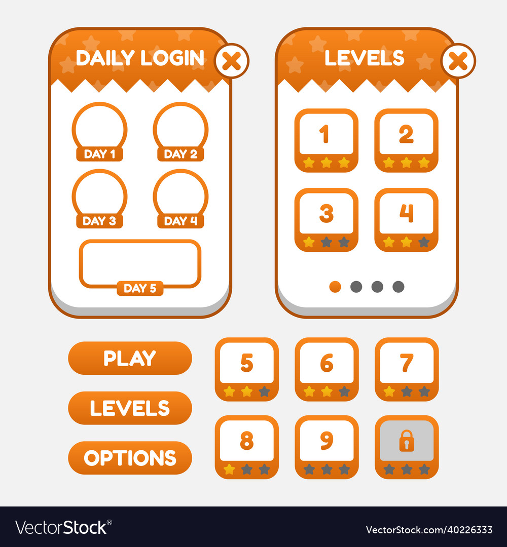 Set of game menu selection for rpg and adventure vector image Set of game menu selection for rpg and adventure