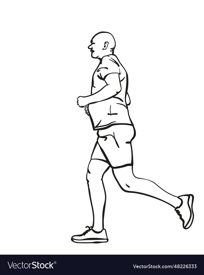 Sketch of running man hand drawn linear