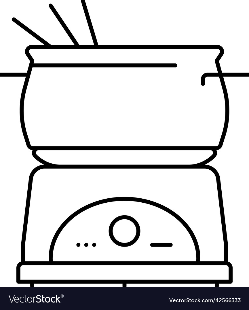 Steel fondue pot line icon