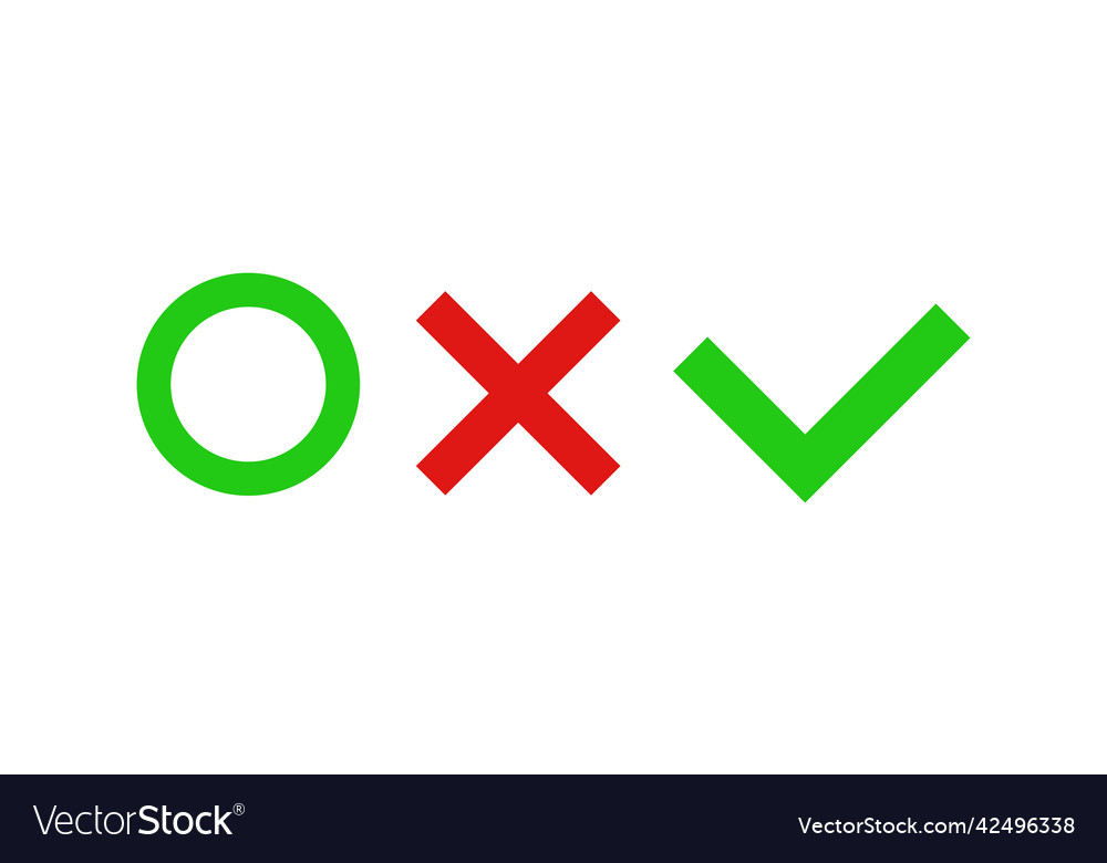 A set of icons with circle cross and check