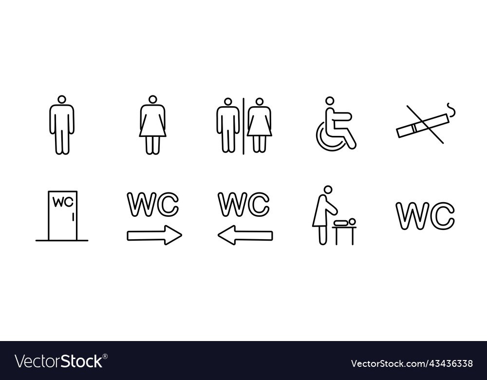 A set of toilet navigation icons wayfinding wc