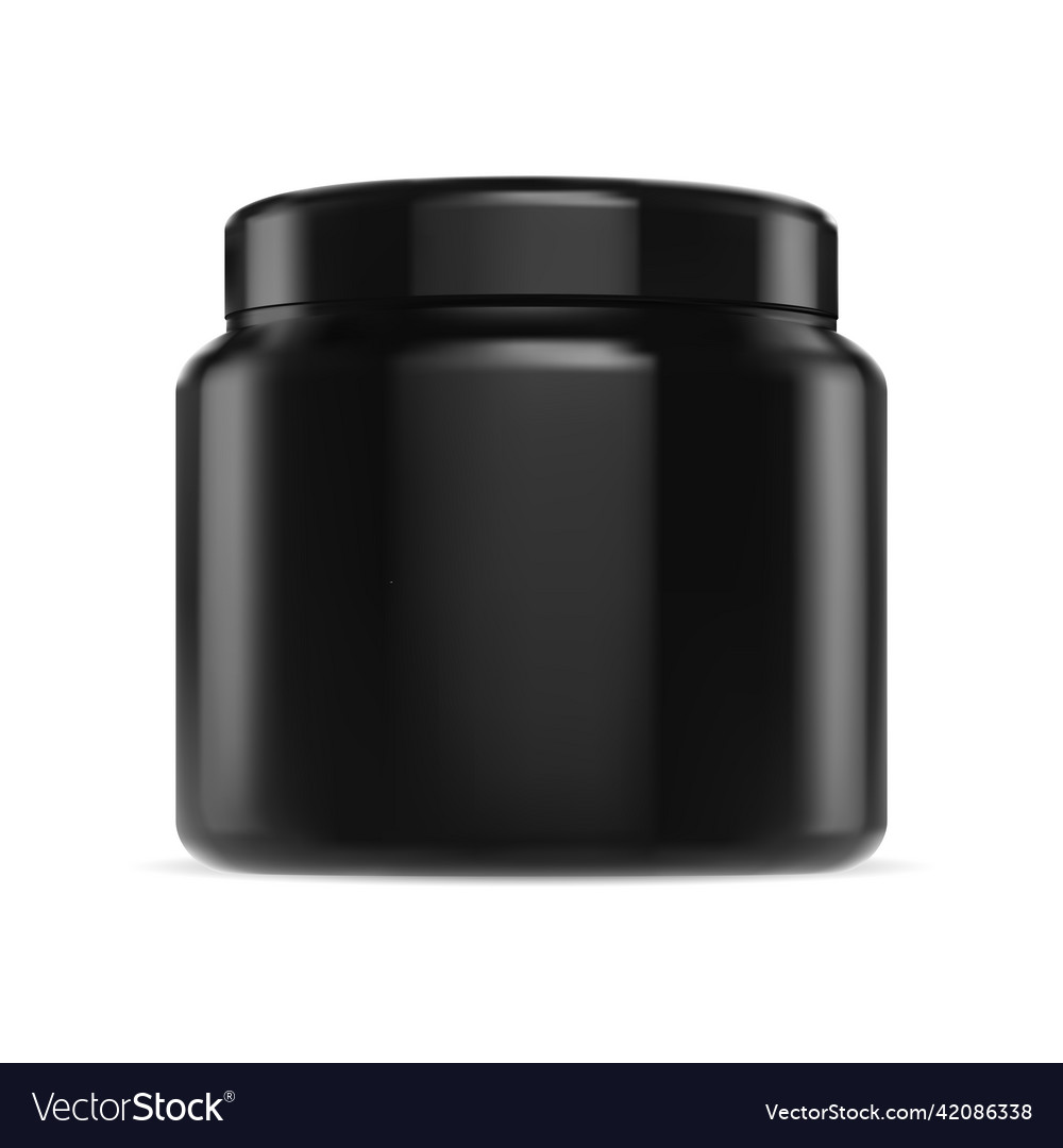 Black cream jar plastic cosmetic package vector image Black cream jar plastic cosmetic package