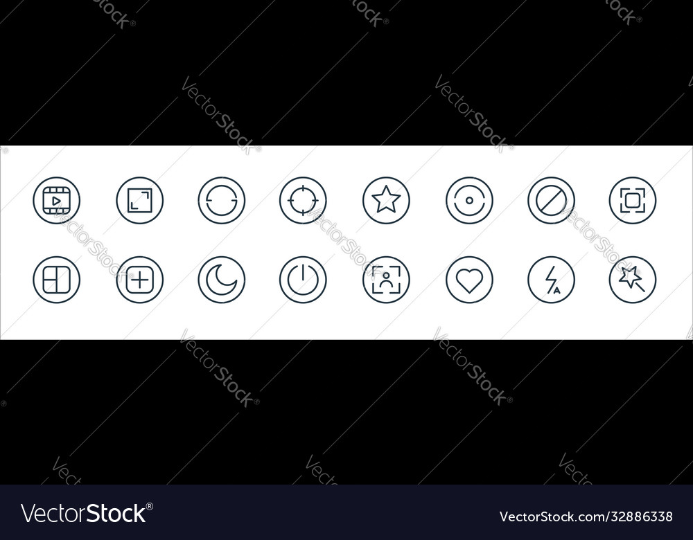 Camera line icons linear set quality vector image Camera line icons linear set quality
