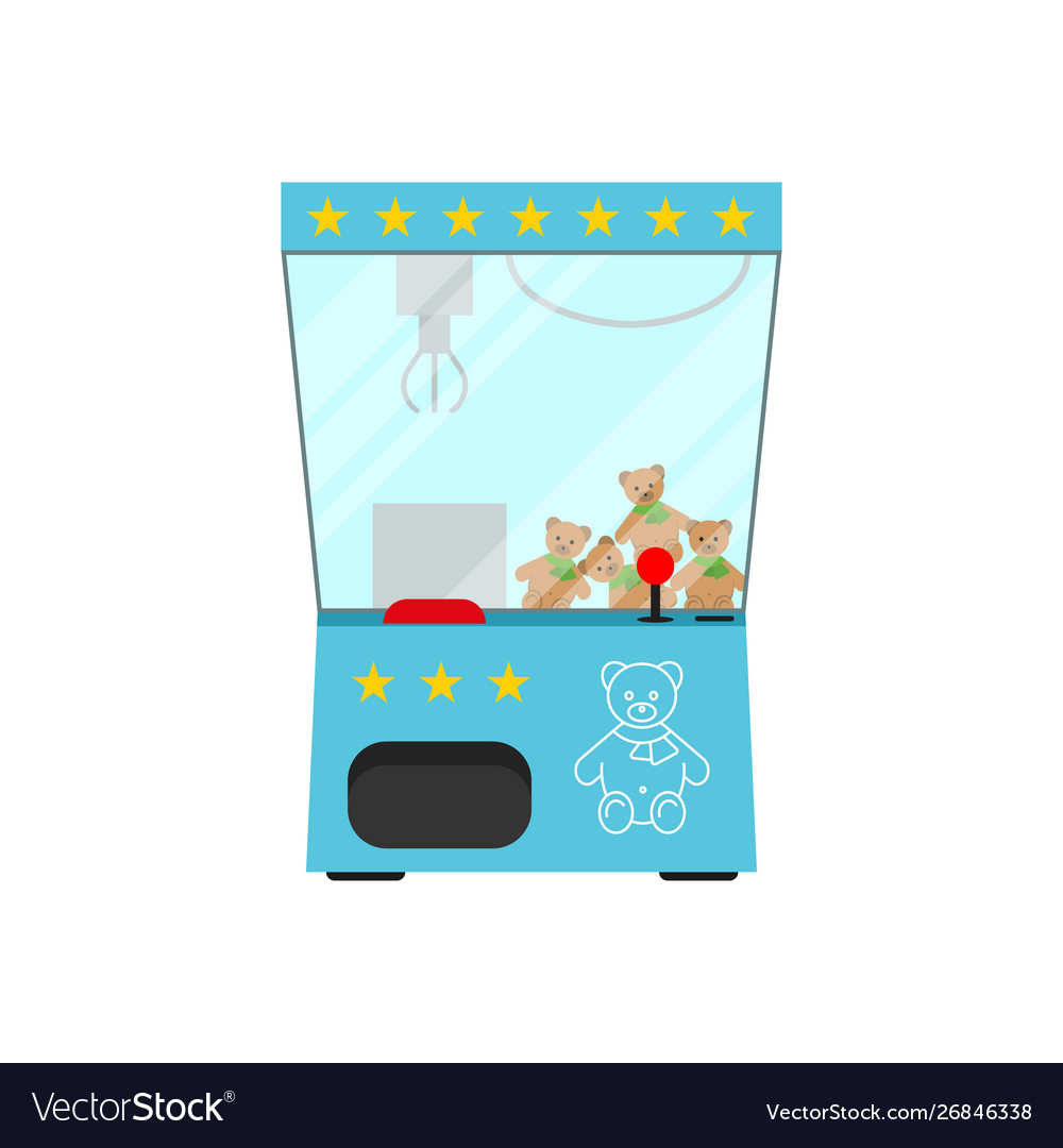 Cartoon color game machine with soft toy vector image Cartoon color game machine with soft toy