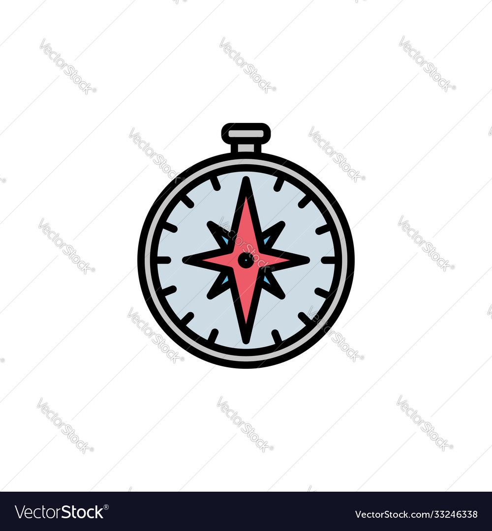 Compass color icon thin line linear outline Vector Image Compass color icon thin line linear outline