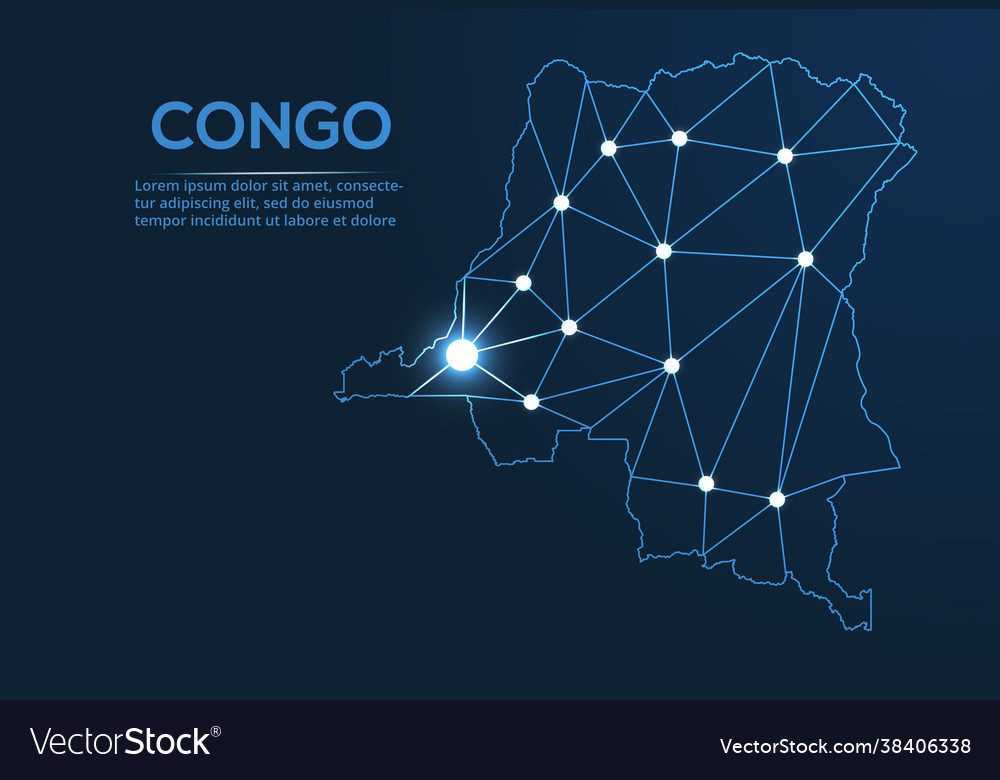 Congo communication network map low poly image