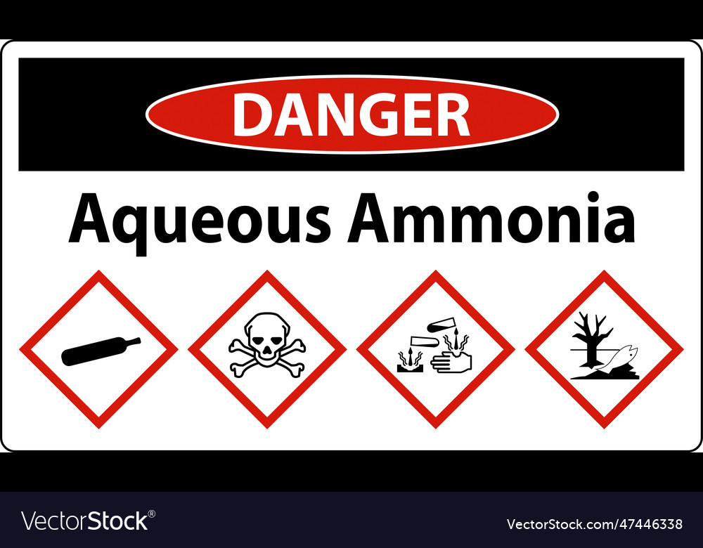 Danger aqueous ammonia ghs sign on white