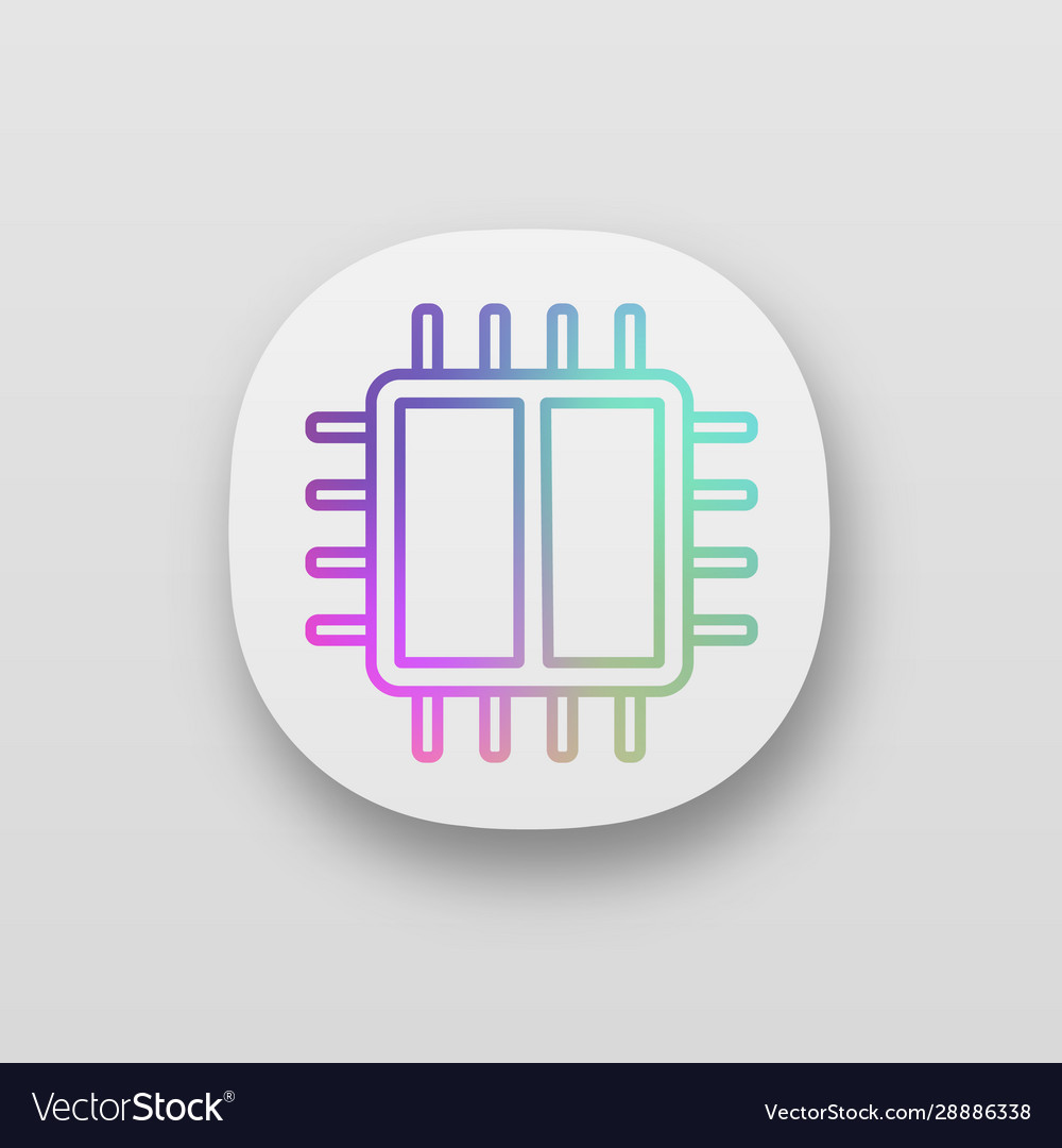 Dual core processor app icon vector image Dual core processor app icon