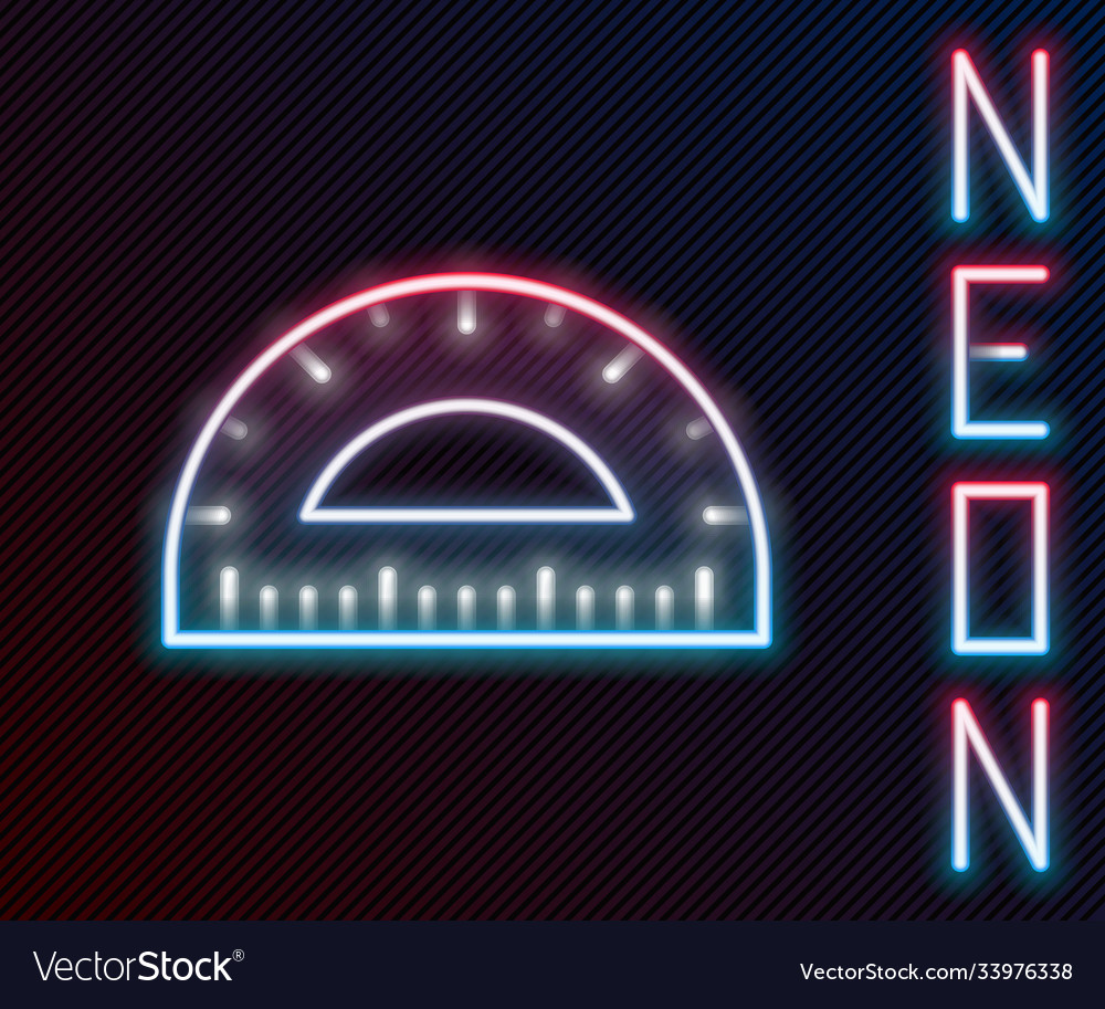 Glowing neon line protractor grid for measuring Vector Image Glowing neon line protractor grid for measuring