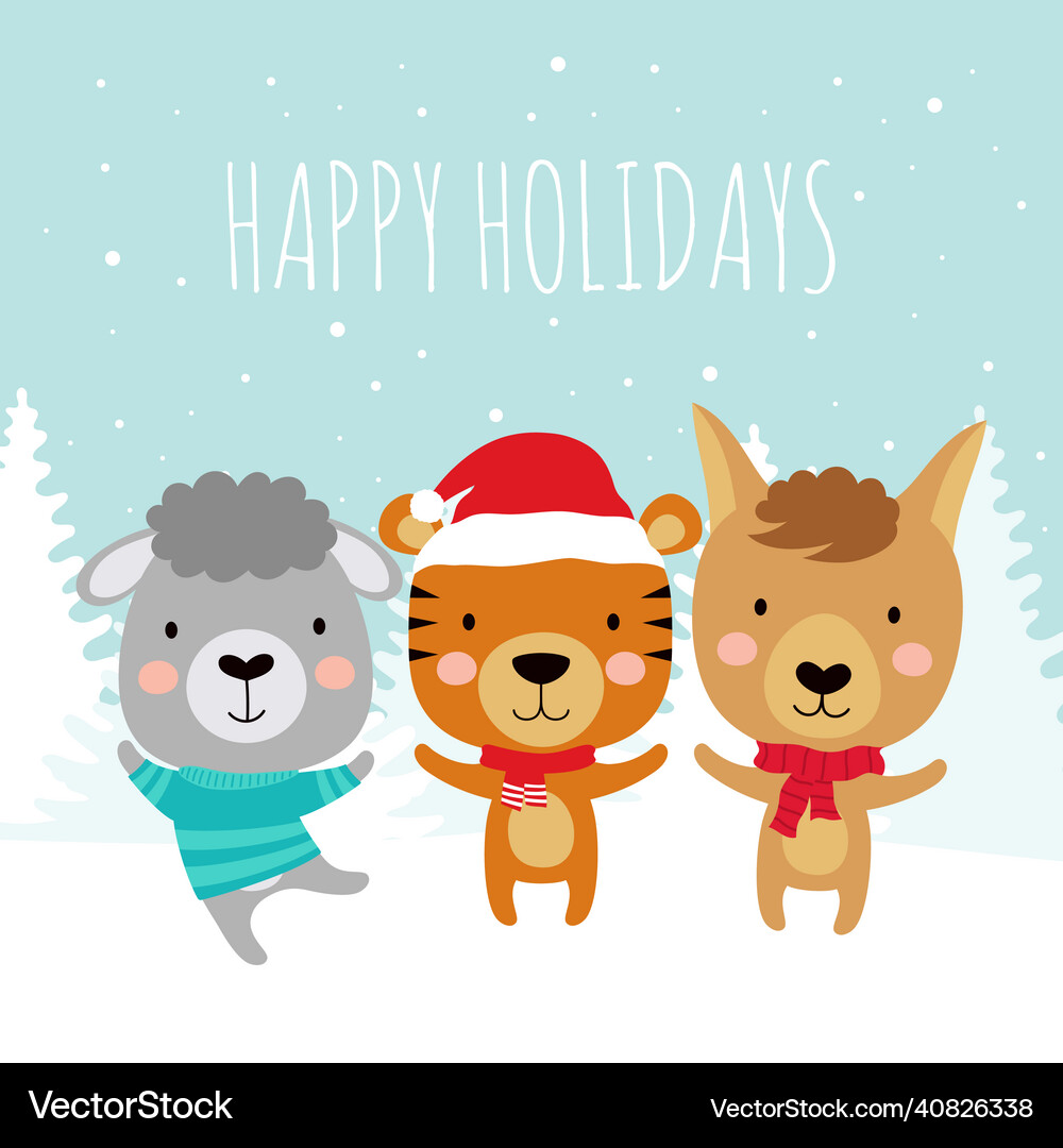 Greeting card with cute forest animals Royalty Free Vector