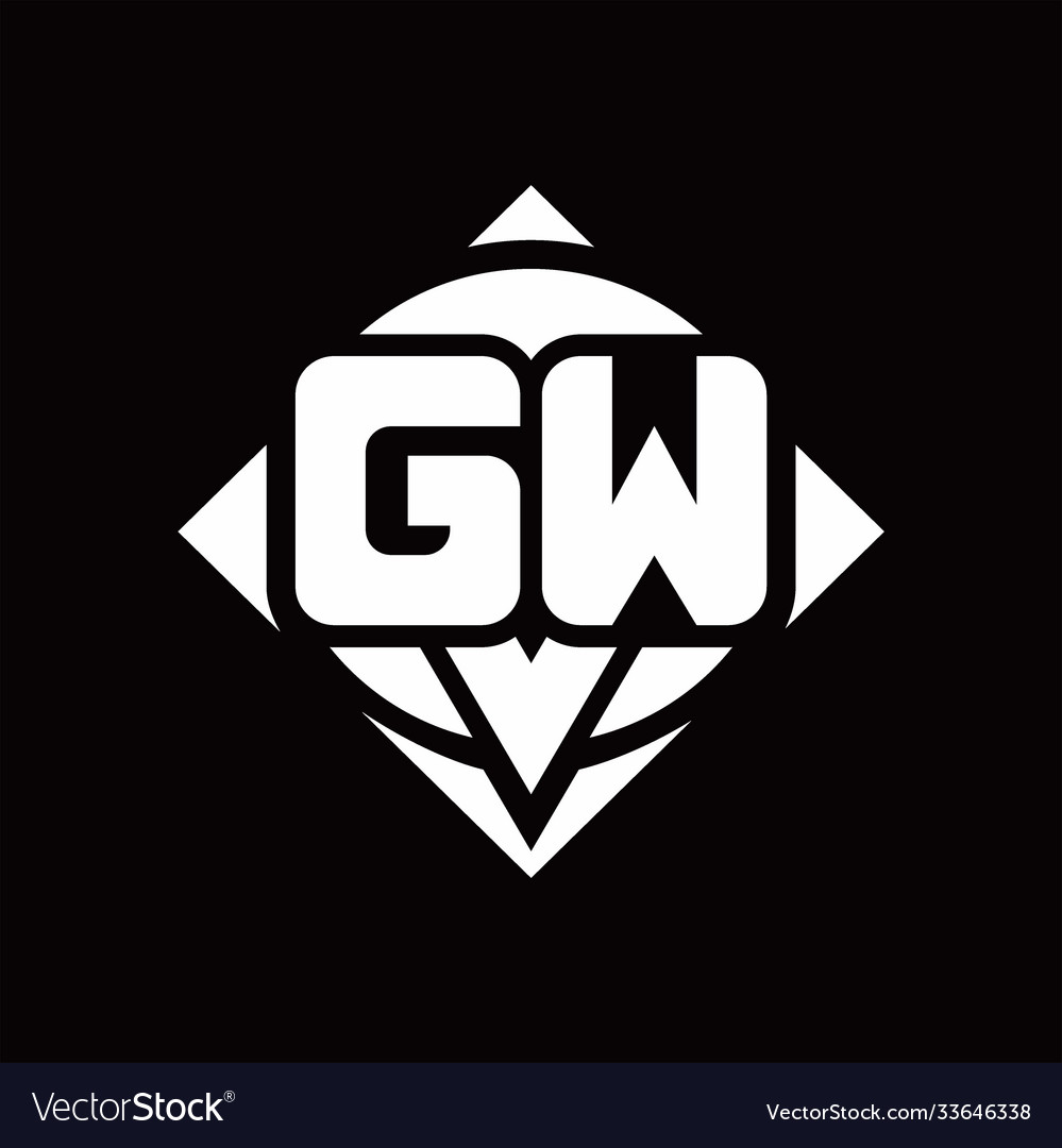 Gw logo monogram with circle shape and square vector image Gw logo monogram with circle shape and square