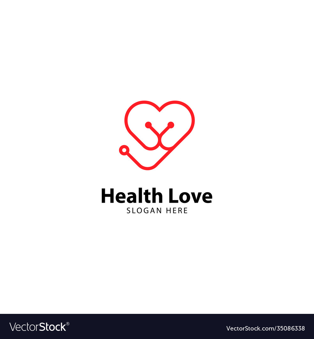 Health love logo outline monoline Royalty Free Vector Image