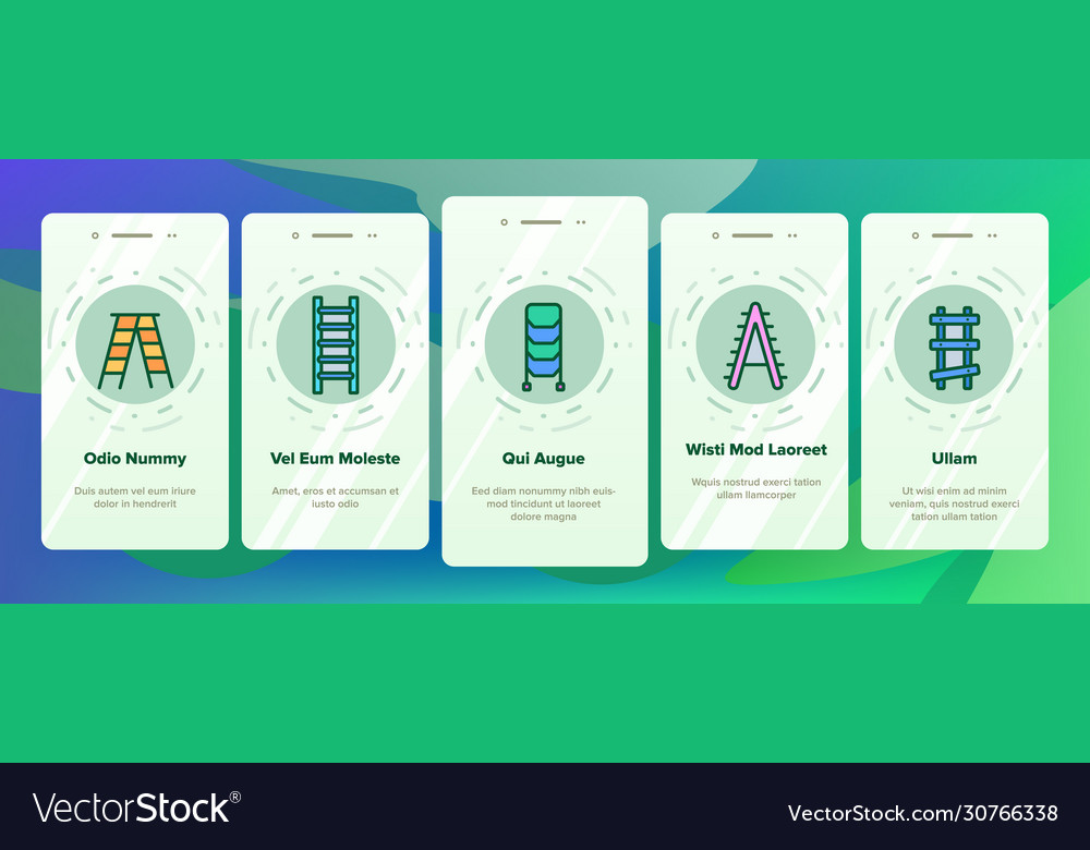 Ladder and staircase onboarding icons set Vector Image Ladder and staircase onboarding icons set