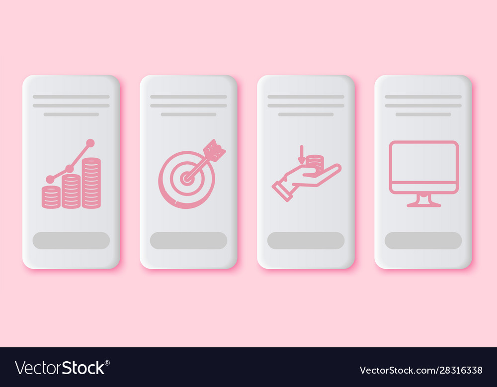 Set line pie chart infographic and coin target vector image Set line pie chart infographic and coin target