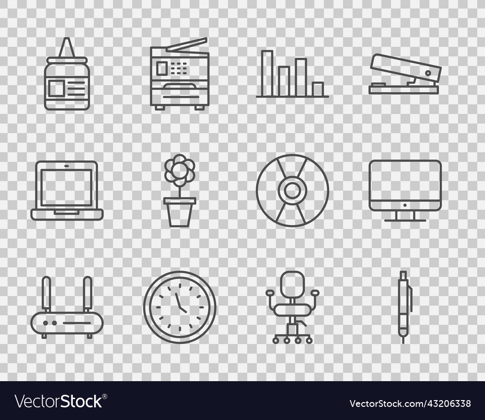 Set line router and wi-fi signal pen pie chart Vector Image Set line router and wi-fi signal pen pie chart