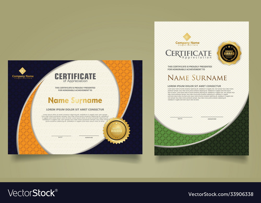 Set modern certificate template with realistic