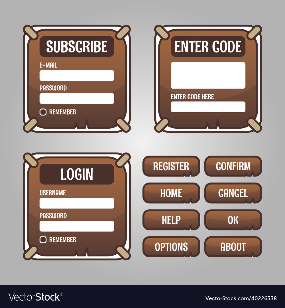 Set of game menu selection for rpg and adventure