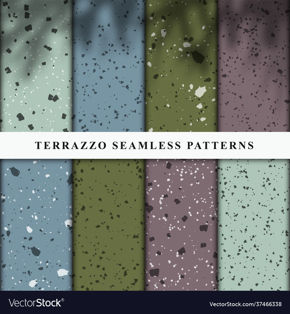 Set terrazzo style seamless patterns vector image Set terrazzo style seamless patterns